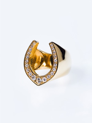 K18 Yellow Gold Diamond Horse Shoe Ring(L) 詳細画像 gold