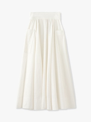 Linen Cotton Gather Lace Skirt 詳細画像 white