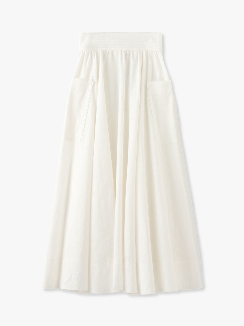 Linen Cotton Gather Lace Skirt 詳細画像 white 1