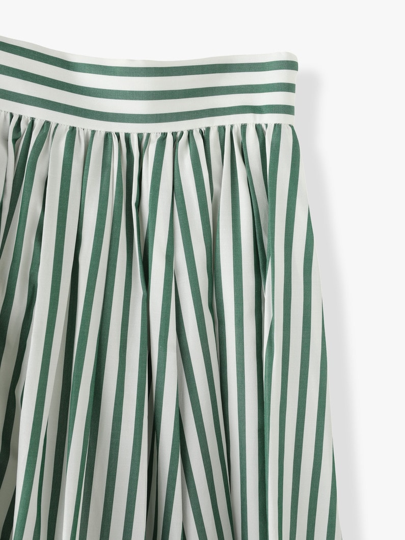 Silk Cotton Striped Flare Skirt 詳細画像 green 5