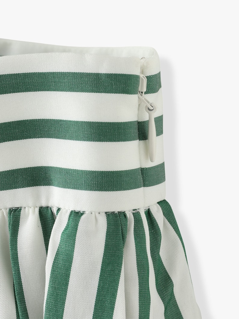 Silk Cotton Striped Flare Skirt 詳細画像 green 7
