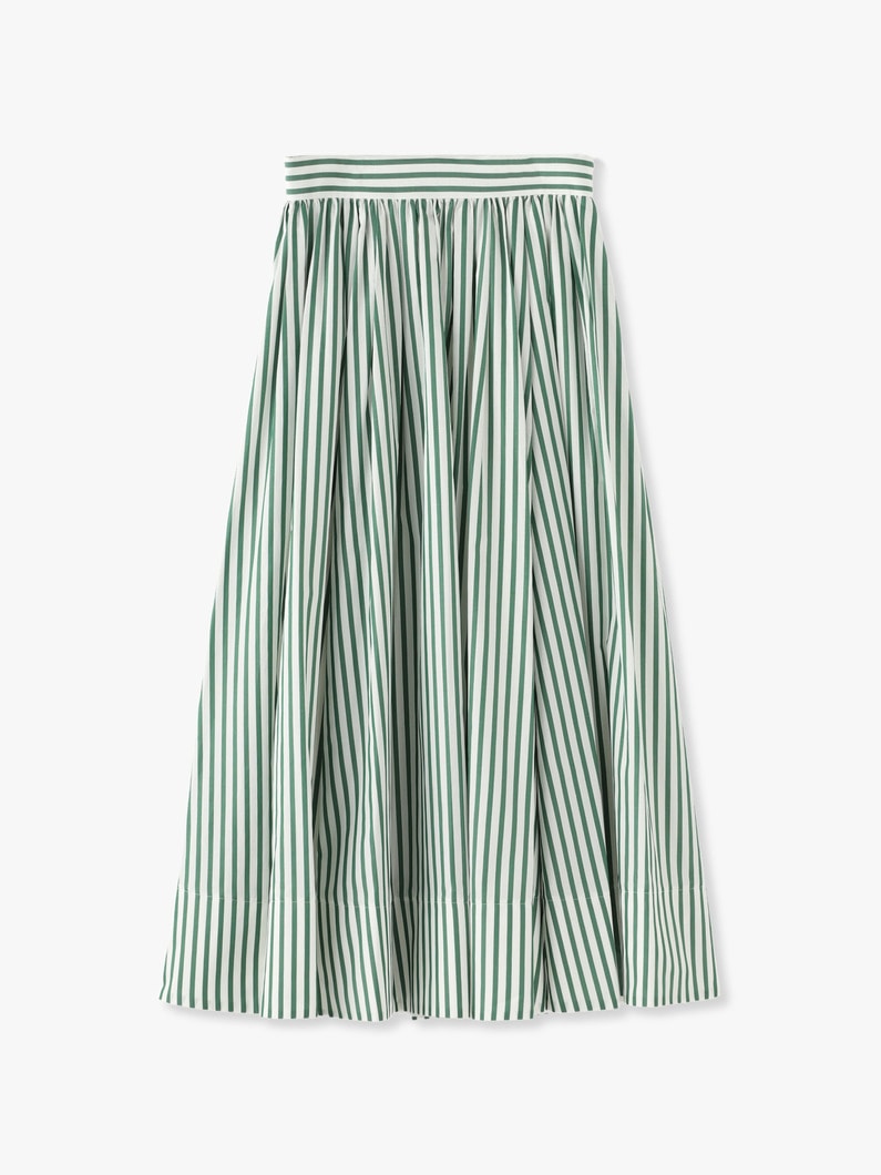 Silk Cotton Striped Flare Skirt 詳細画像 green 3