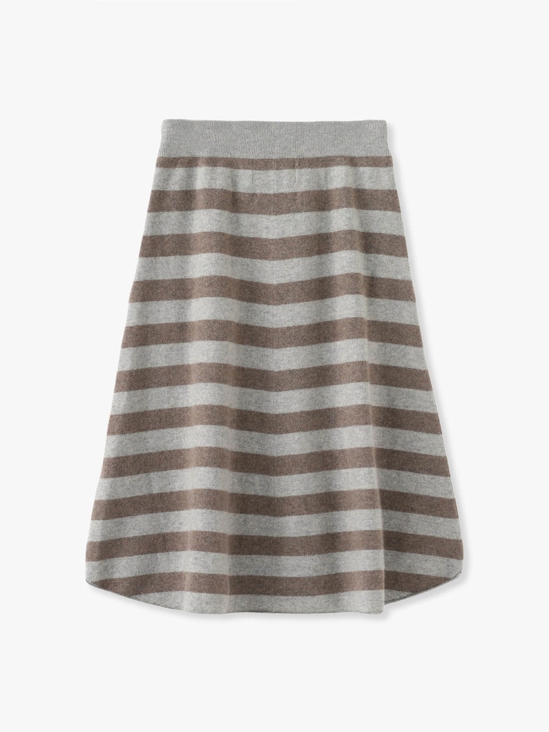 Cashmere A Line Skirt (striped) 詳細画像 light yellow 4