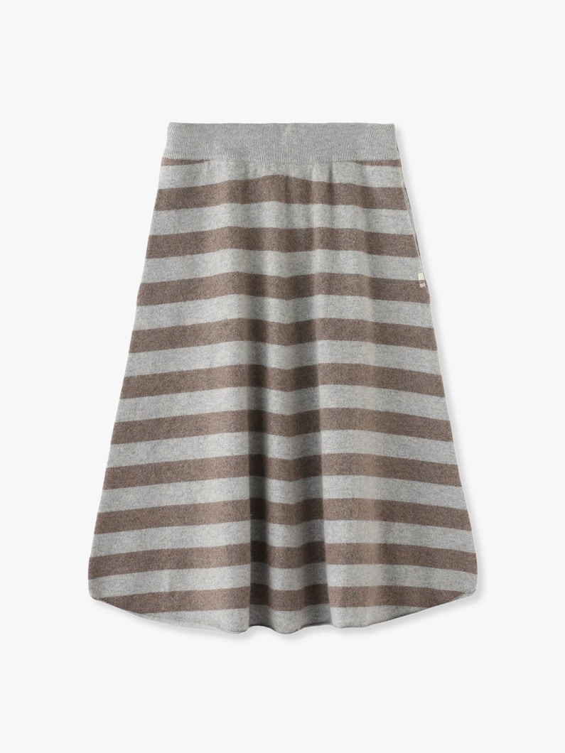 Cashmere A Line Skirt (striped) 詳細画像 gray 4