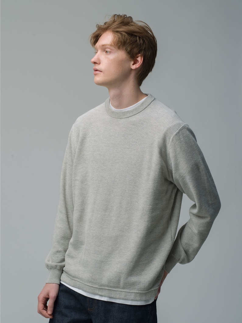 Cotton Knit Pullover 詳細画像 top gray 1