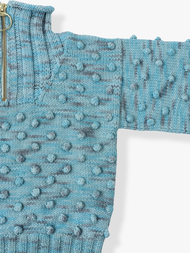 Popcorn Ski Half Zip Knit Pullover (4year) 詳細画像 light blue 2