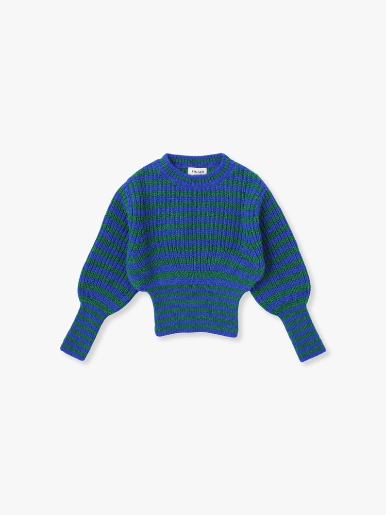 Frankie Ink Blue Striped Knit Pullover (6-7year) 詳細画像 blue