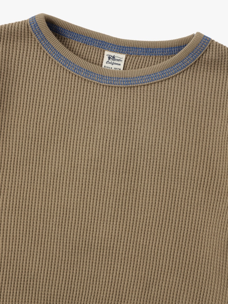 Color Stitch Waffle Long Sleeve Tee (beige/navy) 詳細画像 navy 2