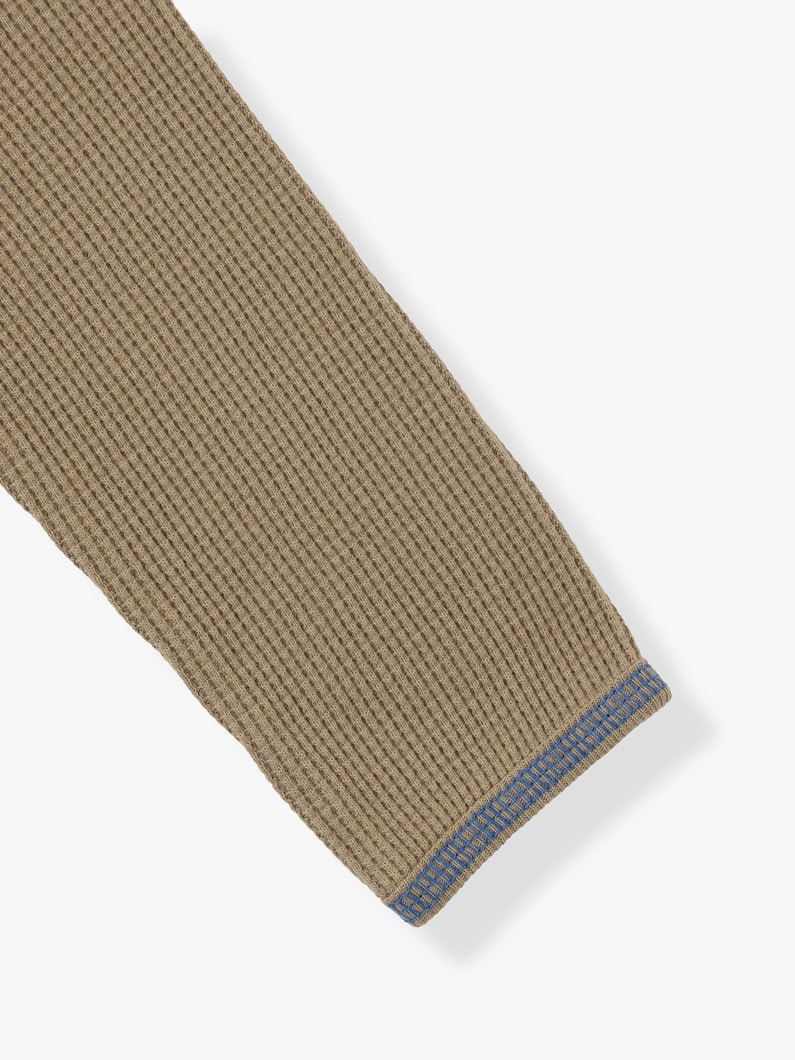 Color Stitch Waffle Long Sleeve Tee (beige/navy) 詳細画像 beige 3