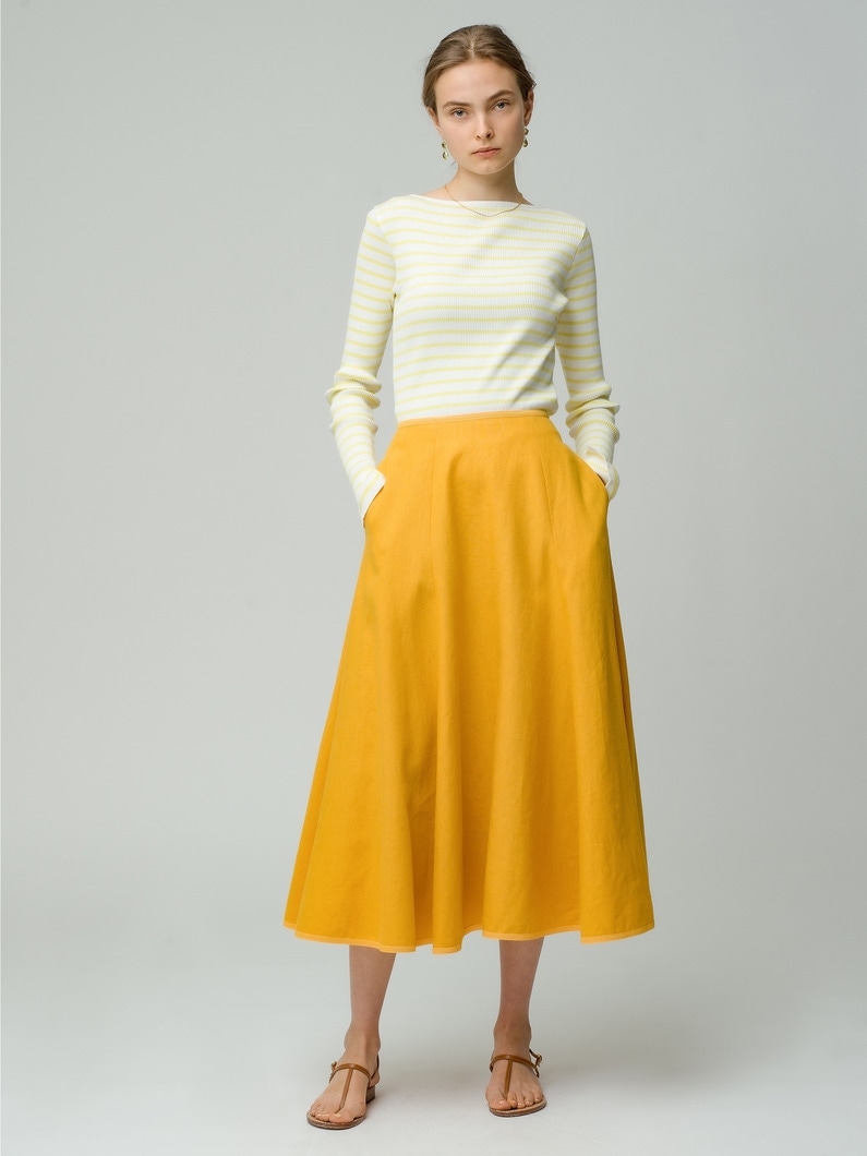Linen Flared Skirt 詳細画像 yellow 2