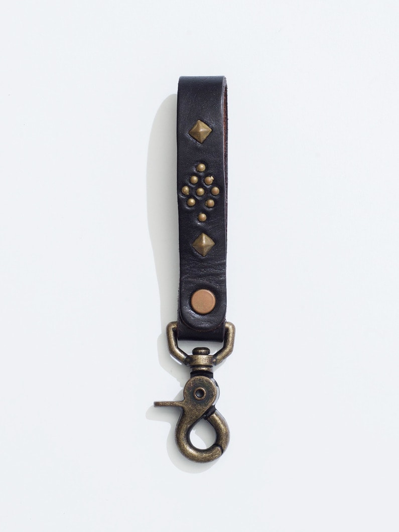 Studs Leather Long Key Ring 詳細画像 gold 1