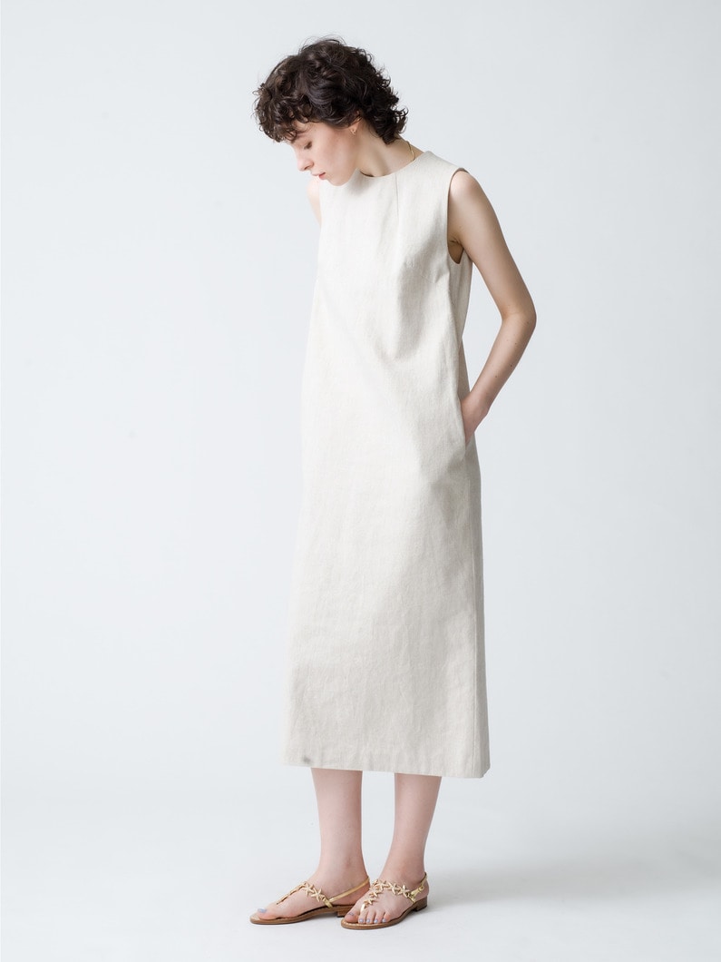 Cotton Linen Sleeveless Dress 詳細画像 beige 2