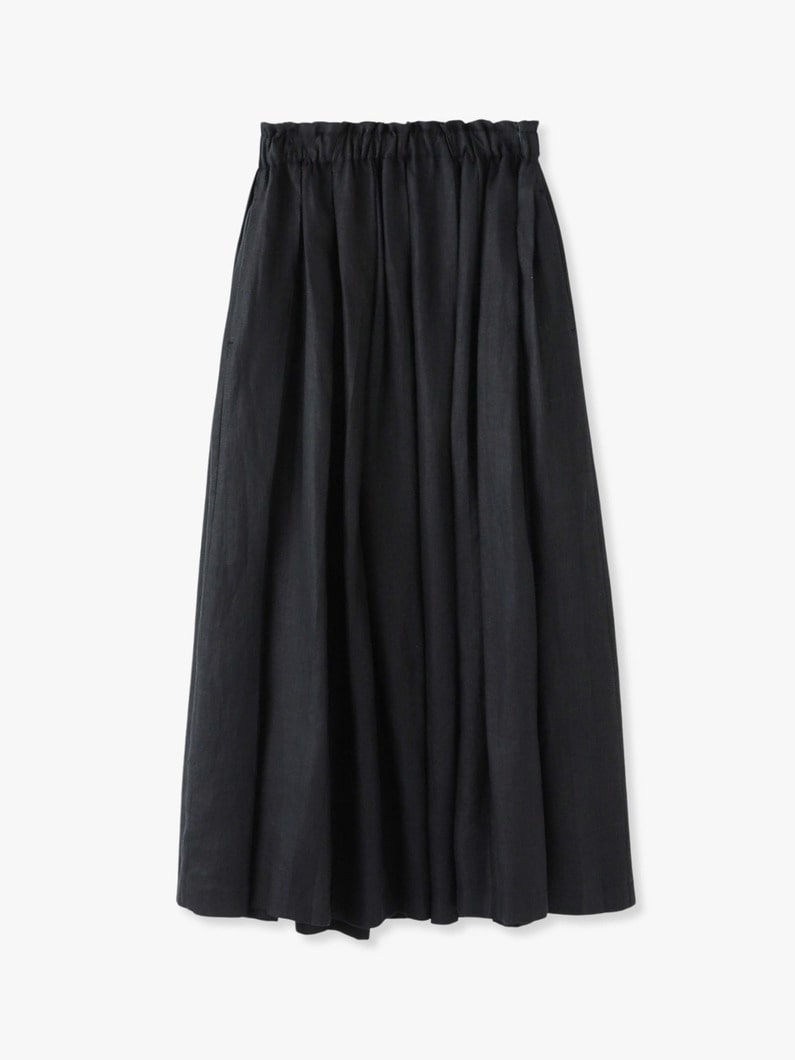 Random Pleats Linen Skirt (ivory/red/black) 詳細画像 black 3