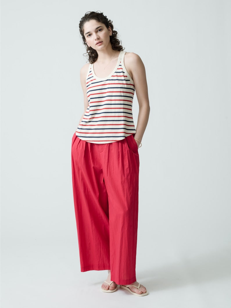 Wrinkles Cotton Tuck Wide Pants 詳細画像 red 1