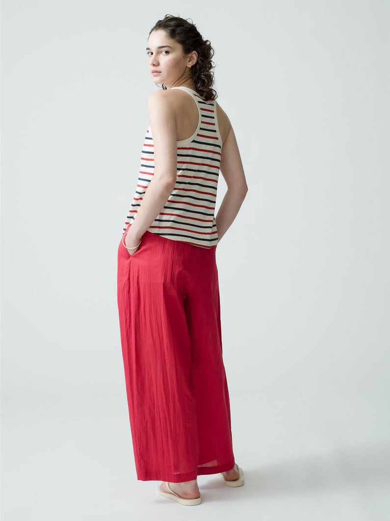 Wrinkles Cotton Tuck Wide Pants 詳細画像 red 2