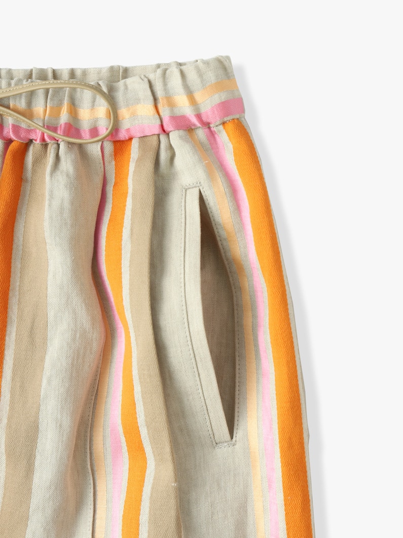 Linen Bright Striped Pants 詳細画像 beige 2