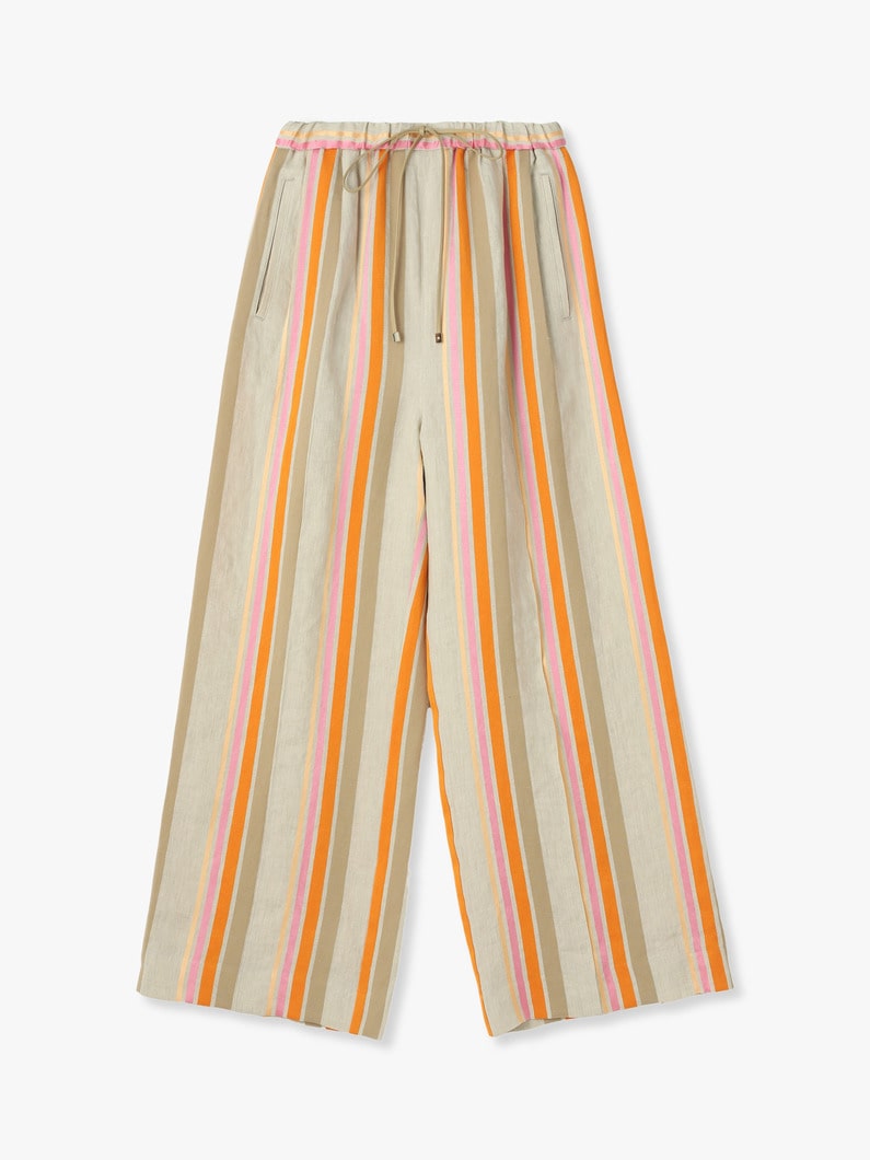Linen Bright Striped Pants 詳細画像 beige 1