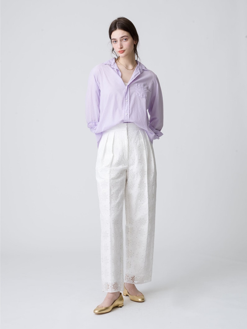 Eileen Italian Light Poplin Cotton Shirt  詳細画像 purple 4