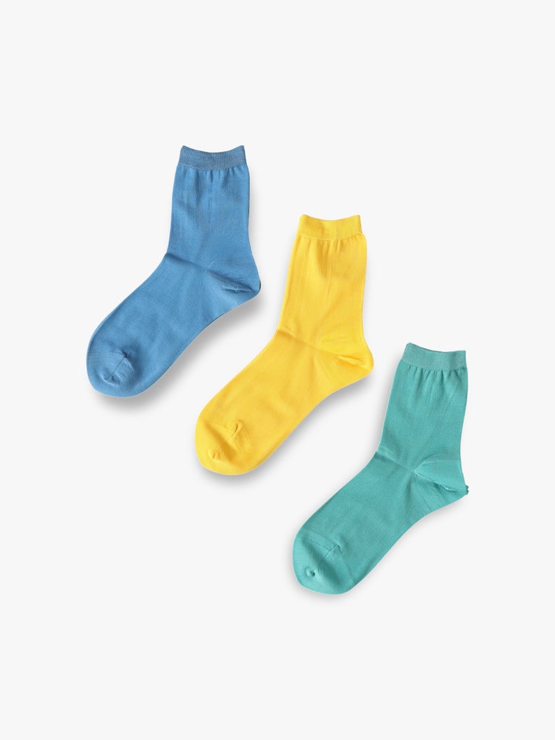 3 Pairs of Colors Socks (blue/yellow/green) 詳細画像 blue 1