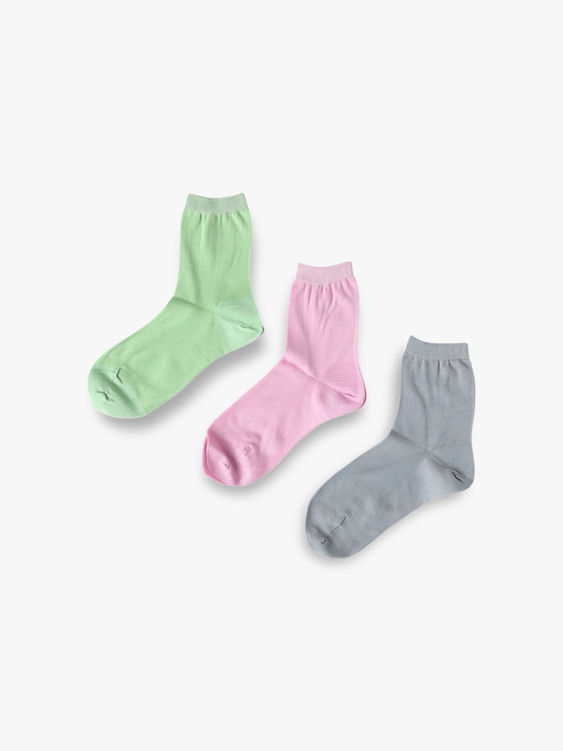 3 Pairs of Colors Socks (green/pink/gray) 詳細画像 green 1