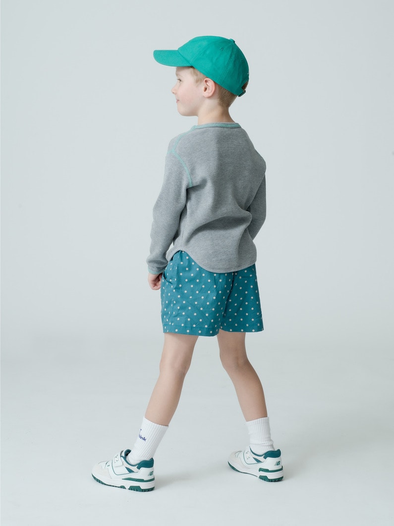 Color Stitch Waffle Long Sleeve Tee (off white/turquoise/gray) 詳細画像 gray 3