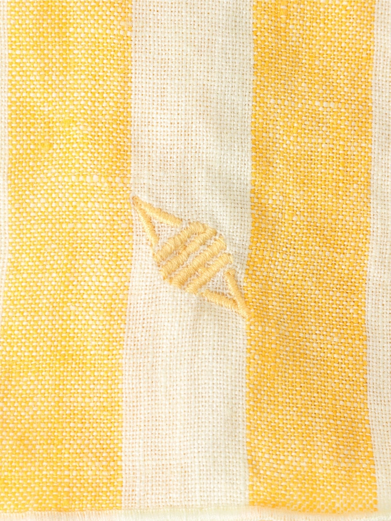 Washed Linen Striped Tablecloth 詳細画像 yellow 2