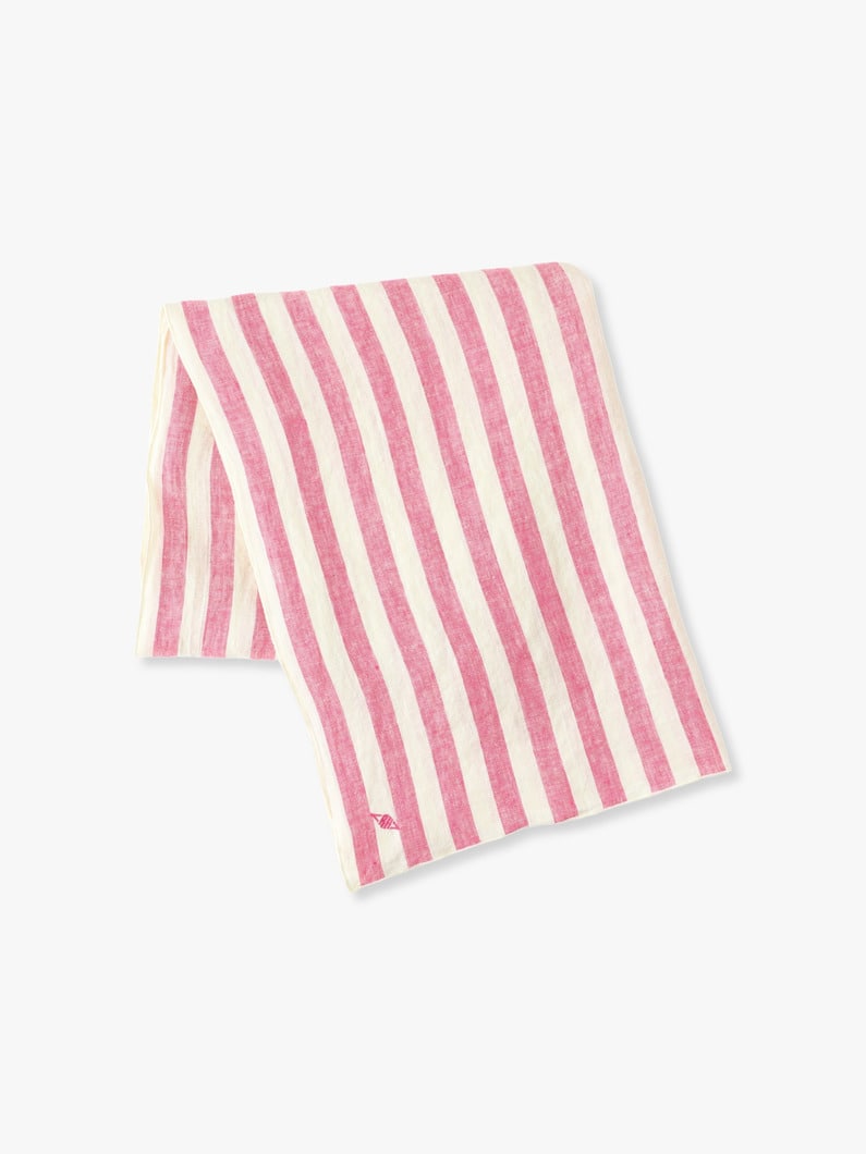 Washed Linen Striped Tablecloth 詳細画像 pink