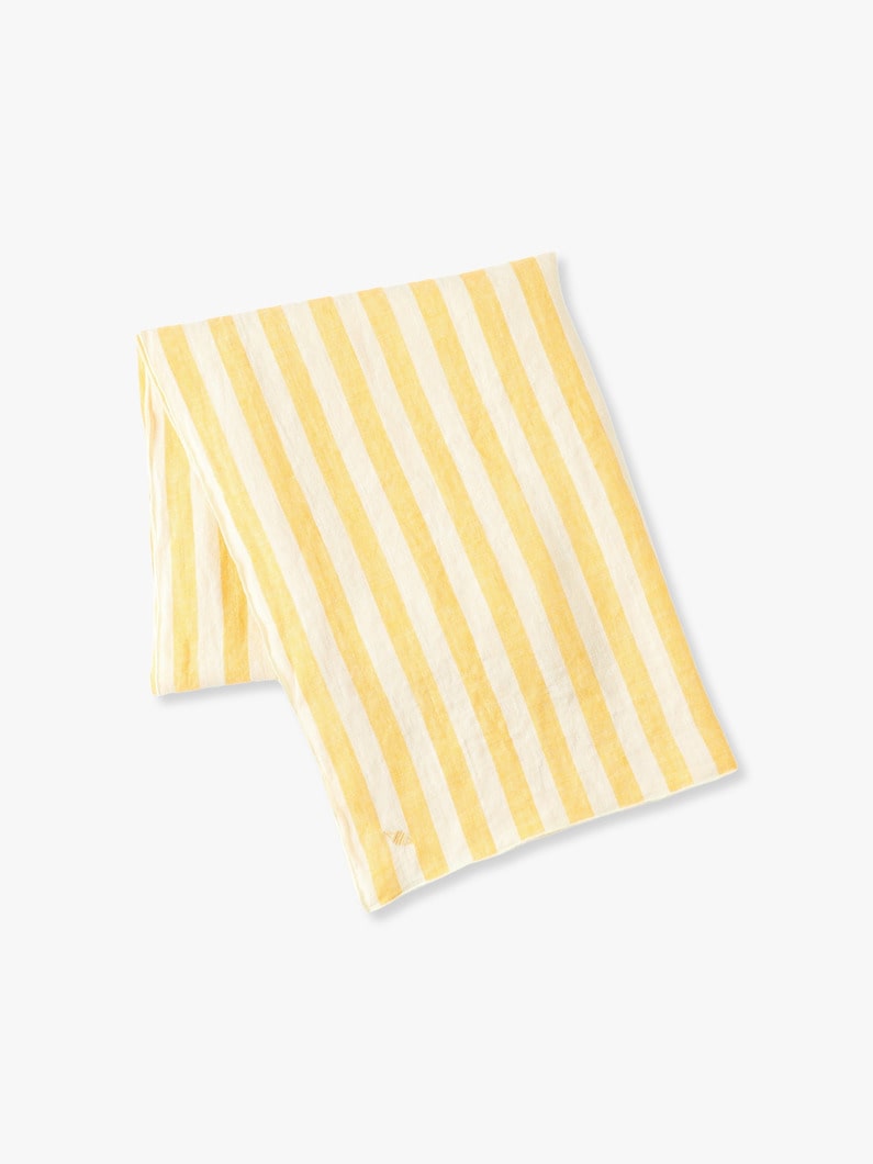 Washed Linen Striped Tablecloth 詳細画像 yellow 1