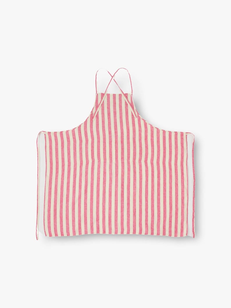 Washed Linen Striped Apron 詳細画像 pink 1