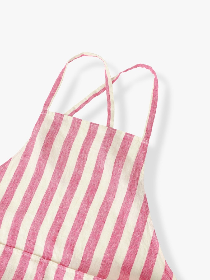 Washed Linen Striped Apron 詳細画像 pink 2