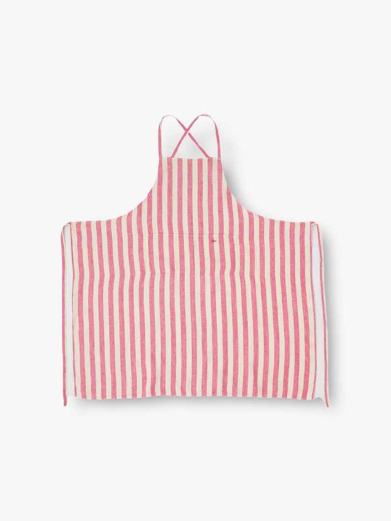 Washed Linen Striped Apron 詳細画像 pink 1