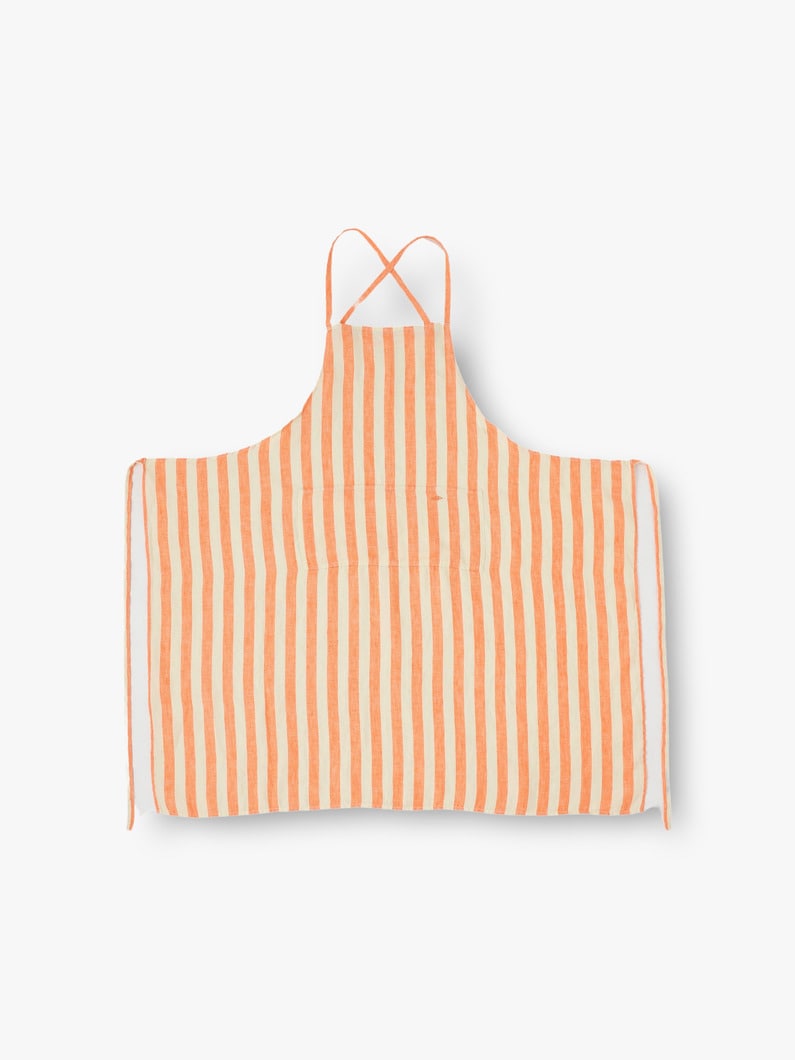 Washed Linen Striped Apron 詳細画像 orange