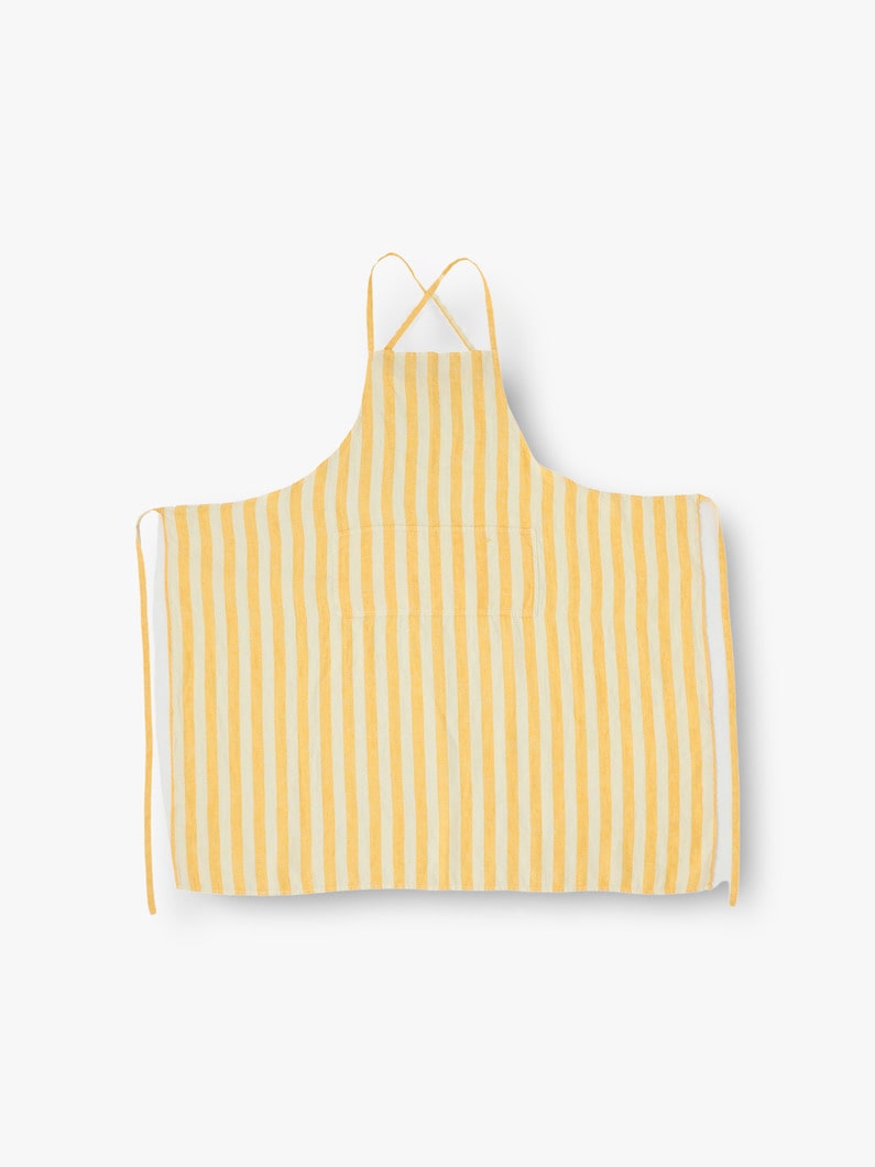 Washed Linen Striped Apron 詳細画像 yellow