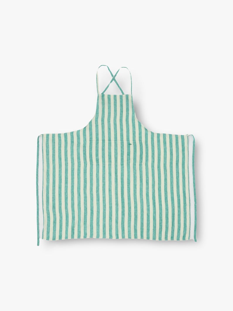 Washed Linen Striped Apron 詳細画像 green