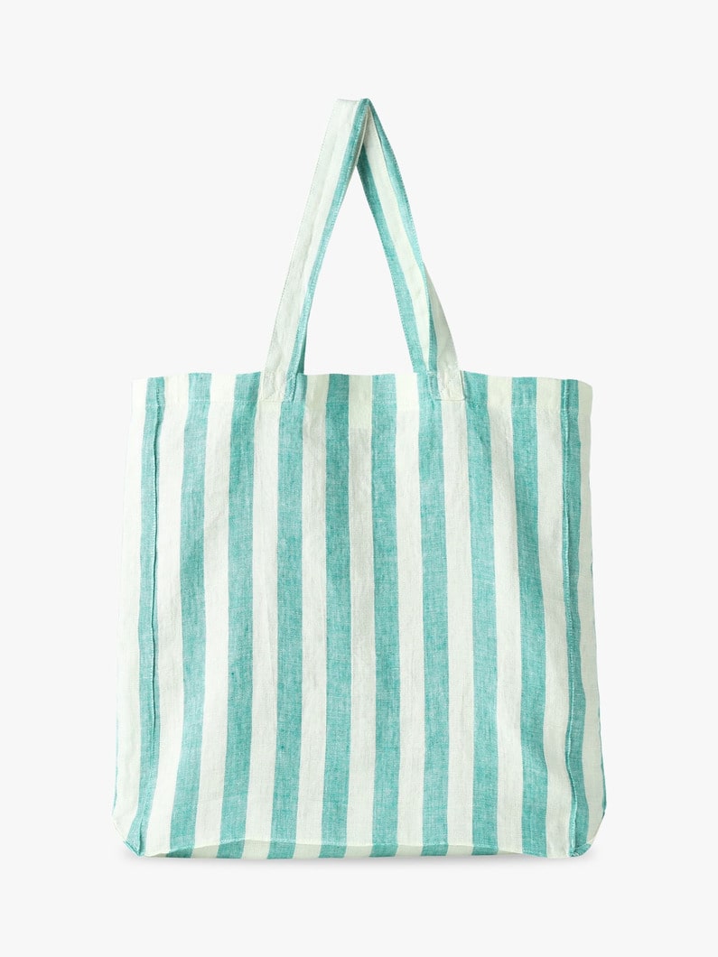 Washed Linen Striped Shopper Bag 詳細画像 green 2