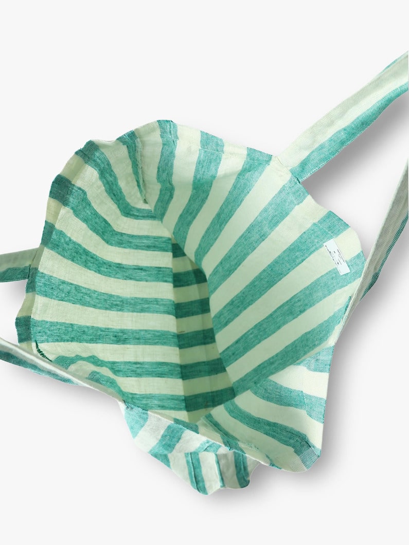 Washed Linen Striped Shopper Bag 詳細画像 green 4