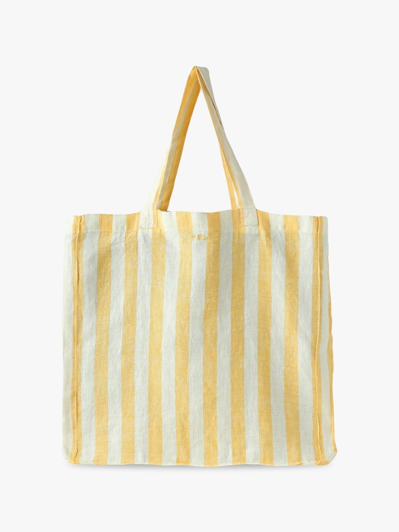 Washed Linen Striped Shopper Bag 詳細画像 yellow