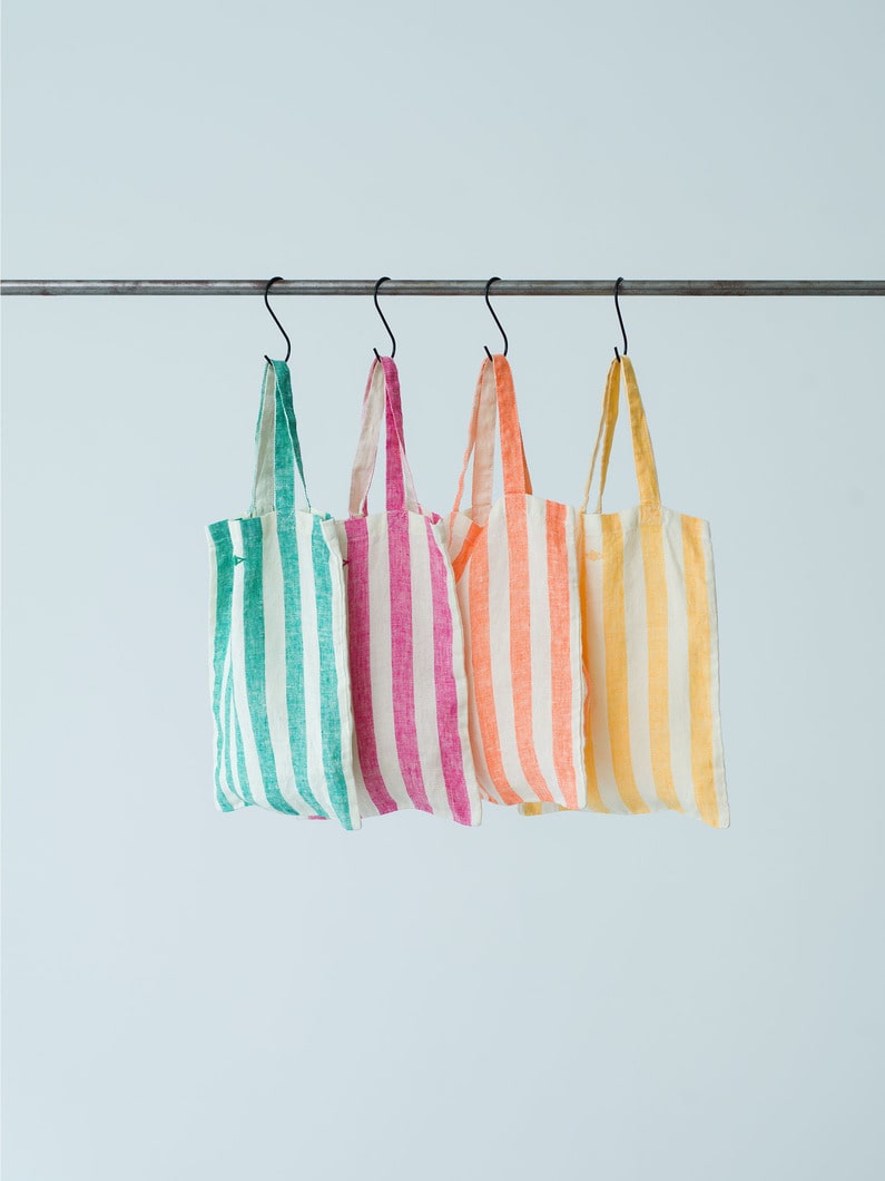 Washed Linen Striped Mini Shopper Bag  詳細画像 yellow 1