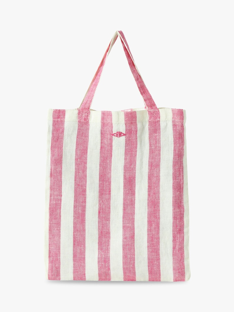Washed Linen Striped Mini Shopper Bag  詳細画像 pink