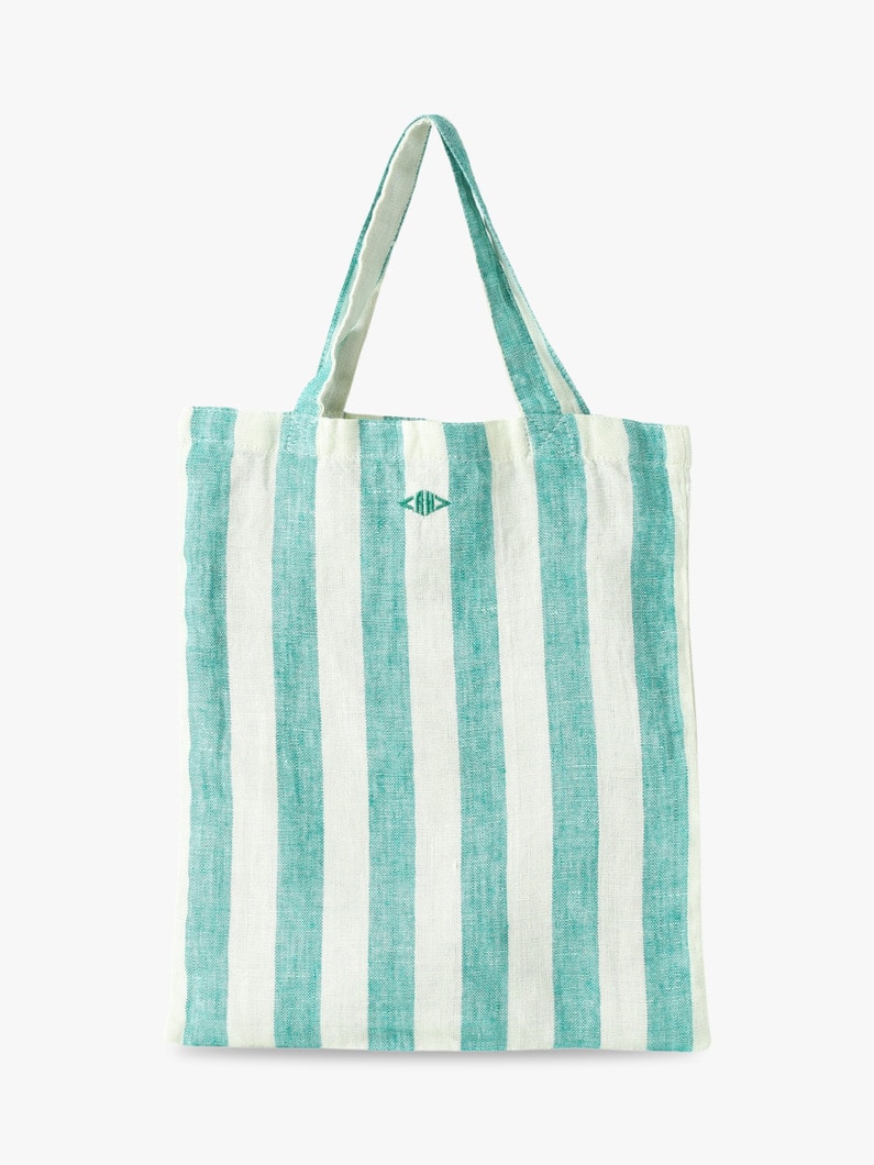 Washed Linen Striped Mini Shopper Bag  詳細画像 green