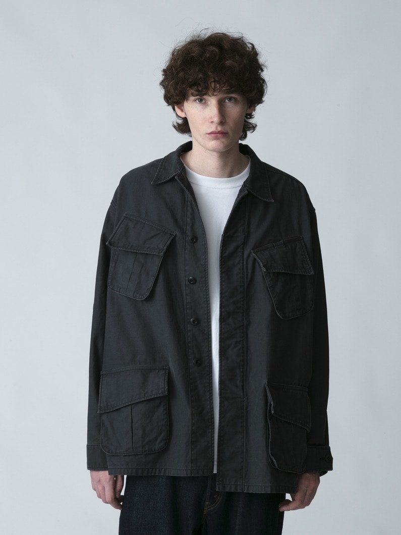 バックサテン ファティーグジャケット 詳細画像 black