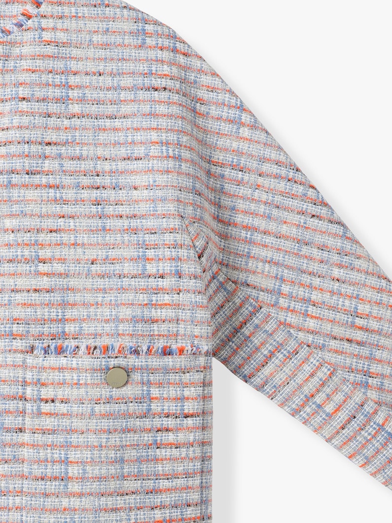 ブルーネオン ツイード ノーカラー ジャケット 詳細画像 light blue 2