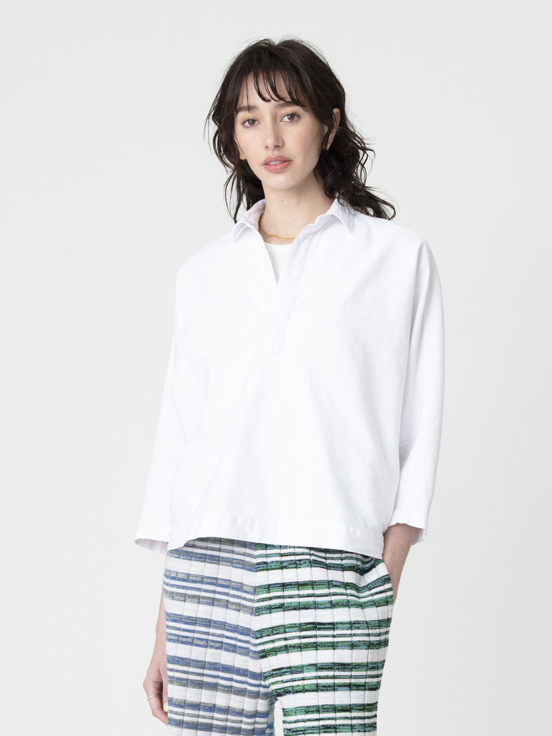 ギャビ フェイマスデニム スキッパー シャツ（ホワイト/ブラック） 詳細画像 white 1