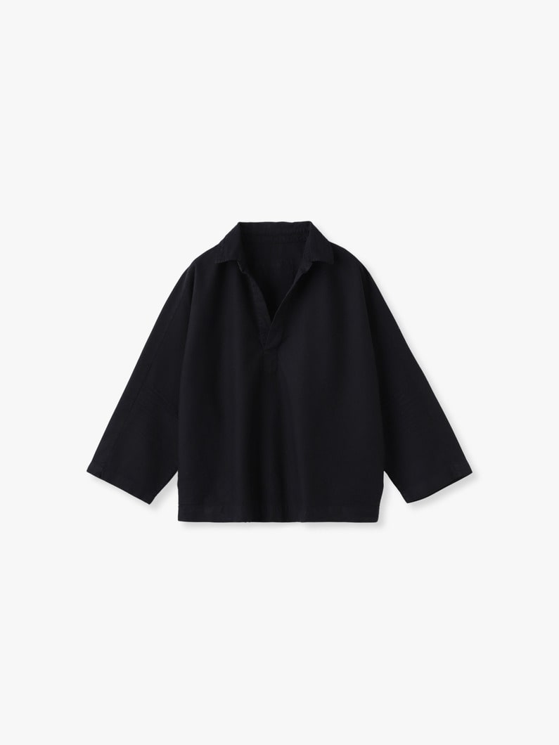 ギャビ フェイマスデニム スキッパー シャツ（ホワイト/ブラック） 詳細画像 black