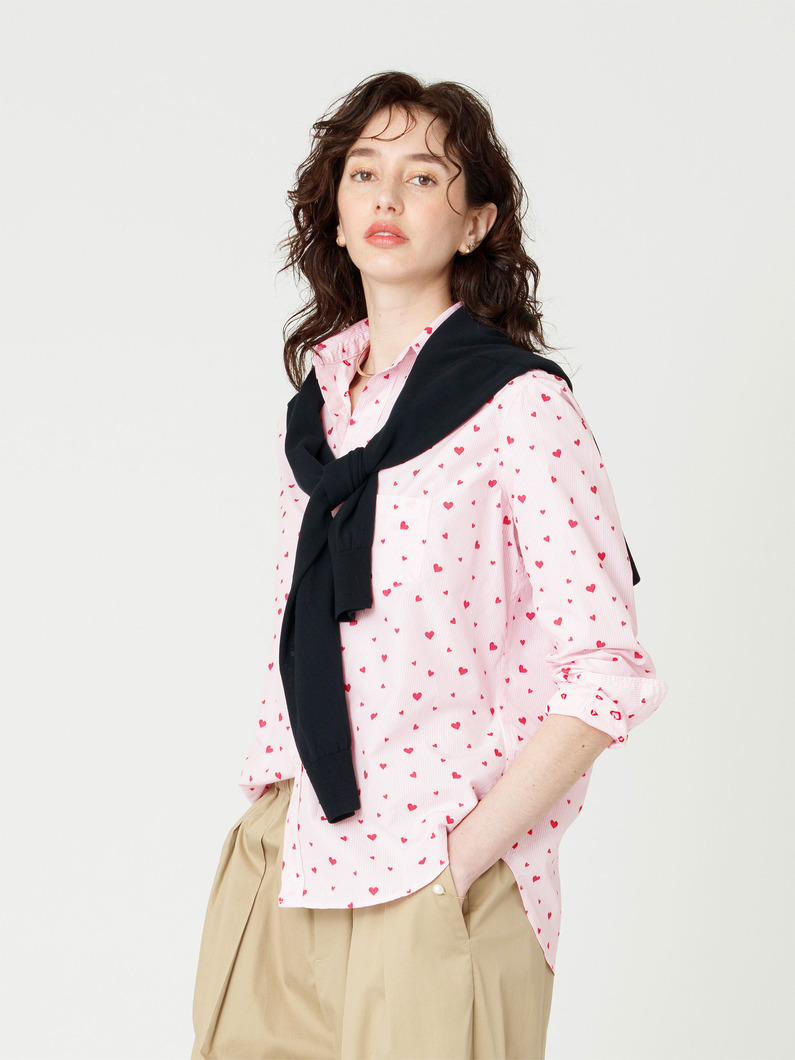 アイリーン イタリアンコットン ストライプハート シャツ 詳細画像 pink 2