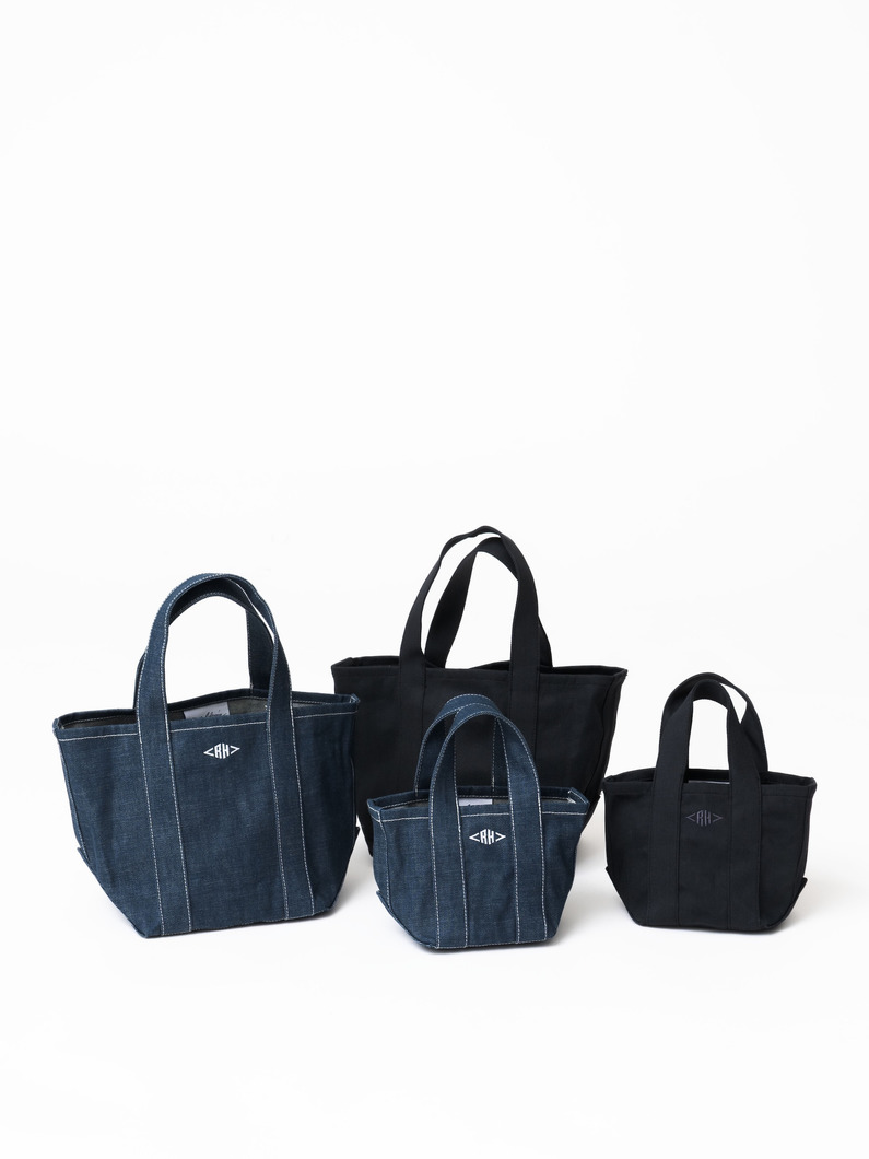オーガニックデニム スクエアトートバッグ（インディゴ/ブラック/S） 詳細画像 black 7