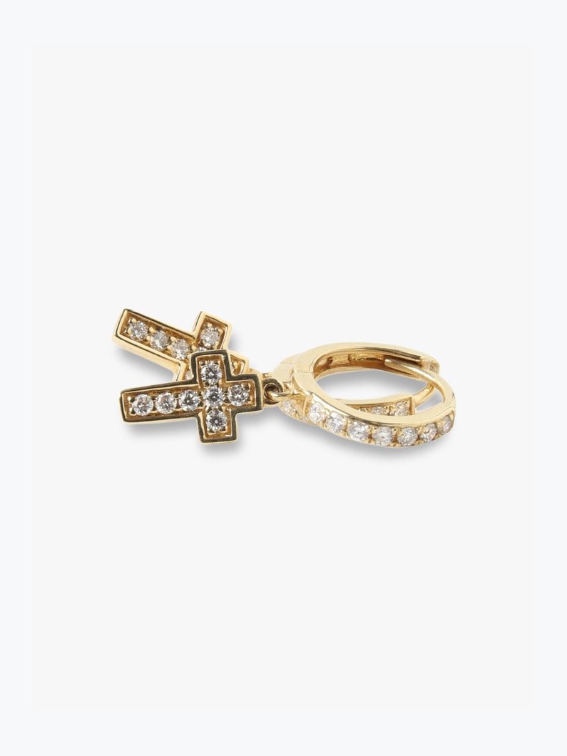 14K Faith Cross White Diamond Pierced Earrings 詳細画像 yellow gold 3