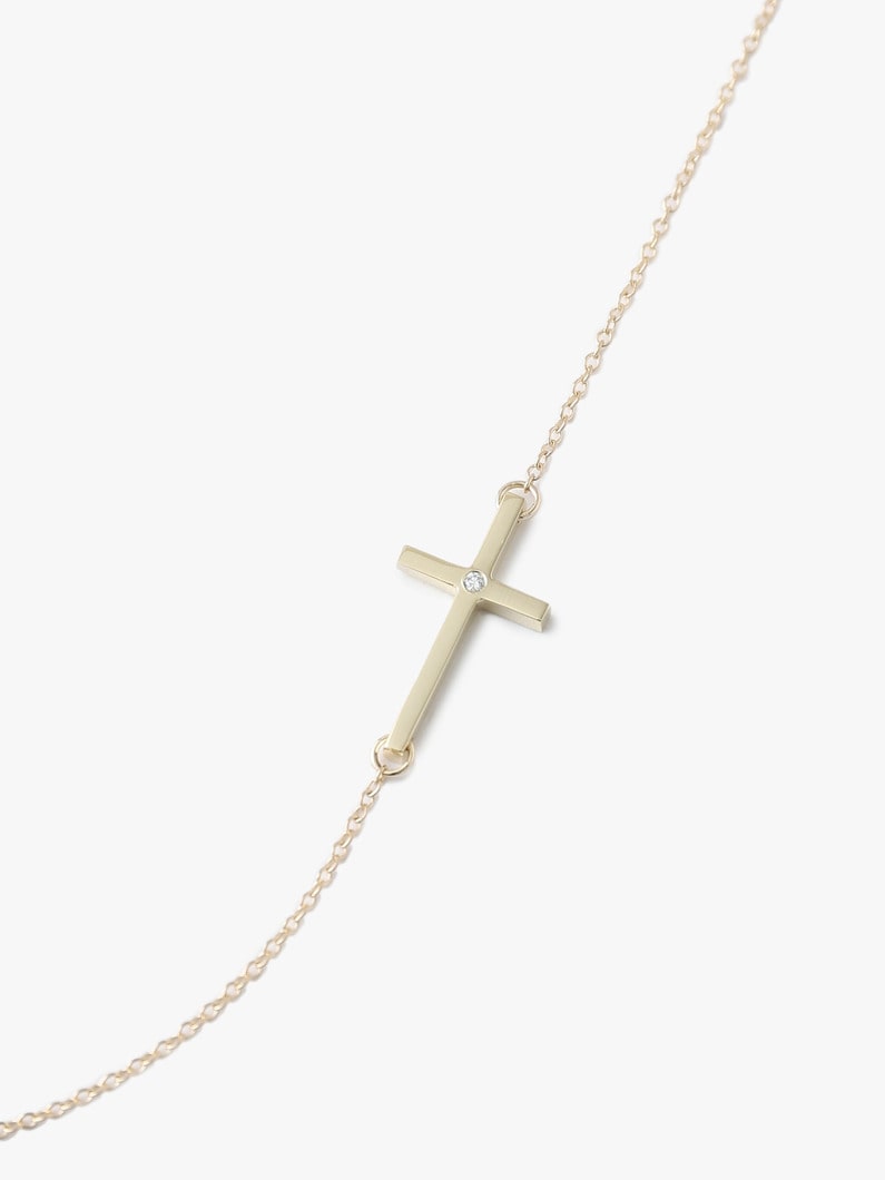 14kt 16 Charm Side Cross Single 0.2ct Diamond Necklace 詳細画像 other 1