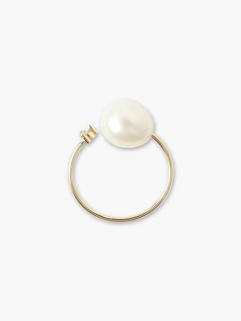 14K Yellow Gold Open Diamond and Freshwater Pearl Ring 詳細画像 other 4