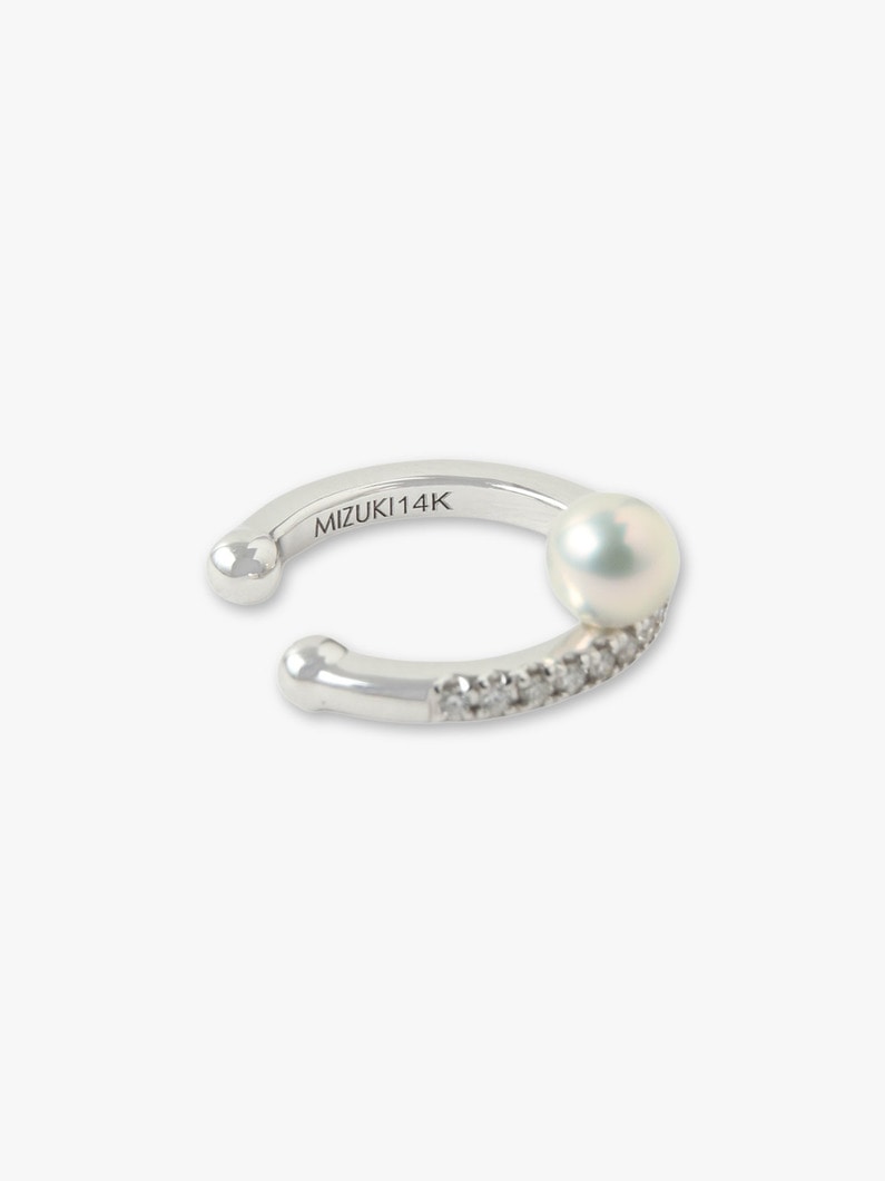 Diamond And Offset Gray Pearl Ear Cuff 詳細画像 other 3